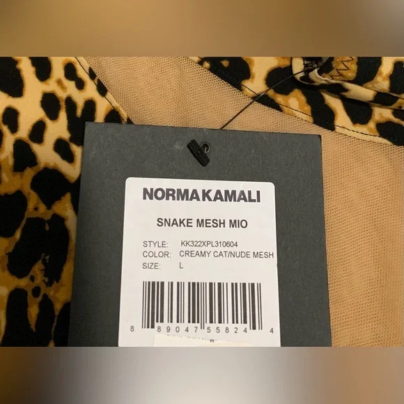 Norma Kamali Snake Mesh Mio One-piece Swimsuit Size Large Nude Animal Print - Picture 7 of 13